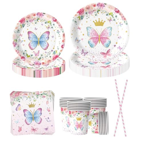 EVYIENEN 50 Stück Schmetterling Partygeschirr,Schmetterling Deko...
