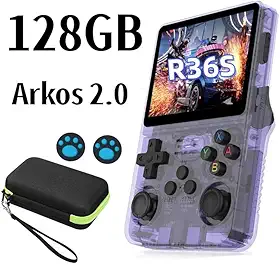 Console de jogos retrô portátil R36S,39000+jogos,128gb Cartão TF，R36S video game portatil,Tela IPS 3.5, Videogame Retro - Cores Sortidas，games e consoles，Cor: Roxo