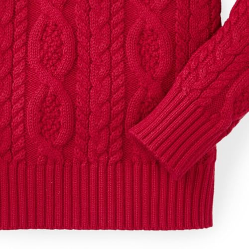 Image of Hope & Henry Boys' Mock Neck Cable Sweater with Button Placket