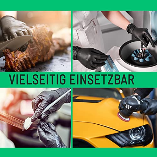 Ritter Premium Nitrilhandschuhe schwarz 100 Stück - Einweghandschuhe latexfrei - Einmalhandschuhe nitril puderfrei - Black Nitrile Gloves - Größe L