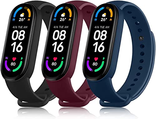3 Pack Correa Compatible con Xiaomi Mi Band 6 / Xiaomi Mi Band 5, Coloridos Suave Silicona Pulseras de Repuesto para Xiaomi Mi Band 5 / Mi Band 6 Cover