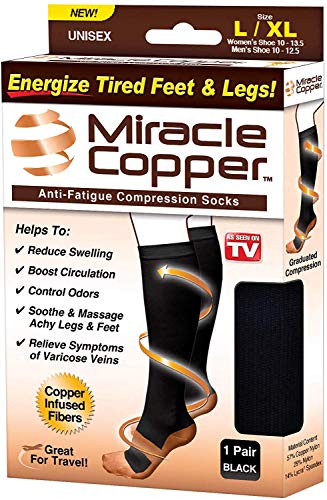 Miracle Copper Socks Calcetines de cobre milagroso (extra firme) por Ontel, 1 Par, Pequeño/Mediano