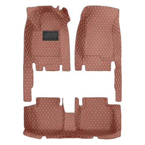 Car Floor Mats for Ford Focus 2010-2017 C346 MK3 NO Plastic Storage Box Outside Rear Seat Full Set Auto Carpets Diamond PU Leather Floor Liner Brown