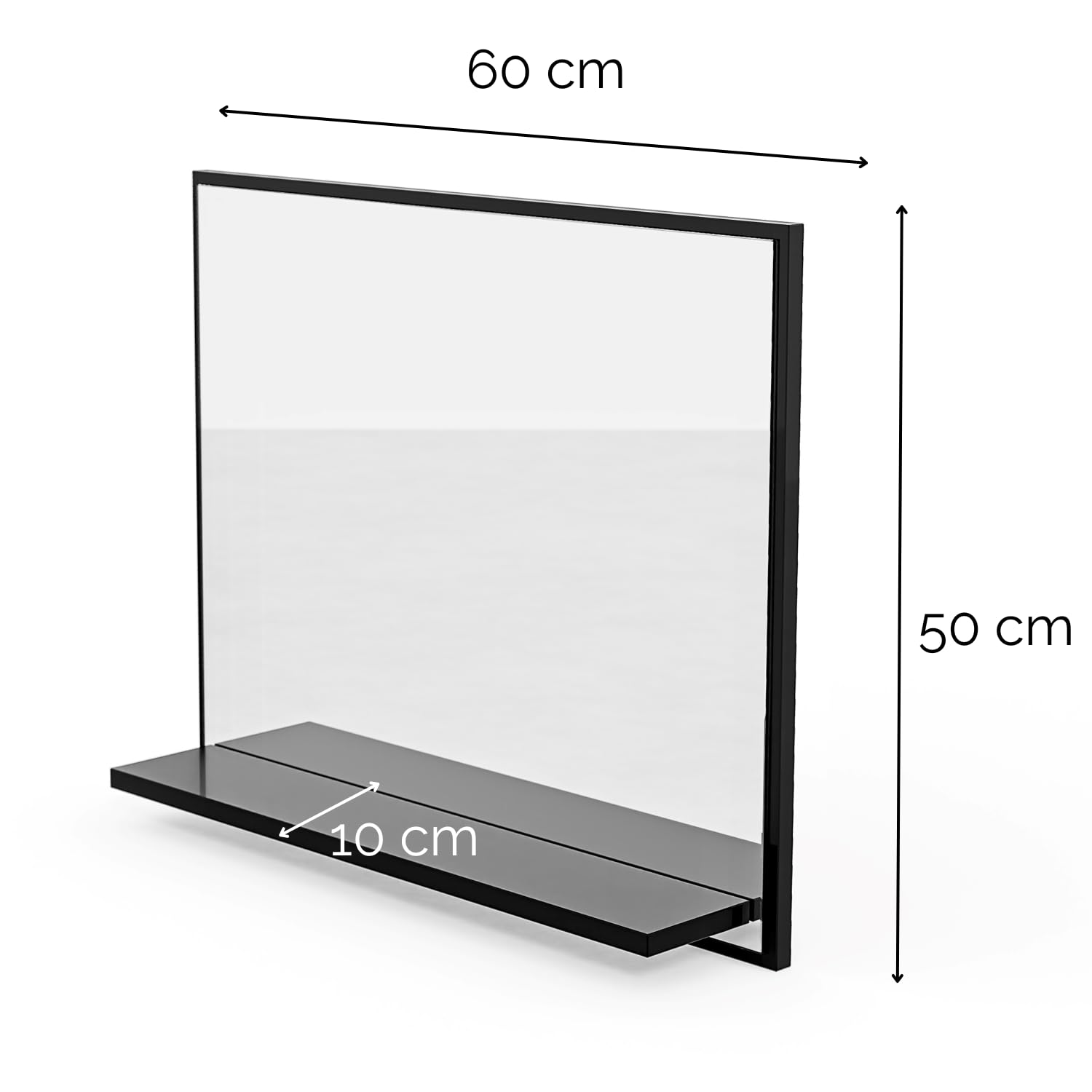 HAJDUK Sonoma Badspiegel 70x60cm Mit Ablage - Moderner Wandspiegel Fürs Badezimmer