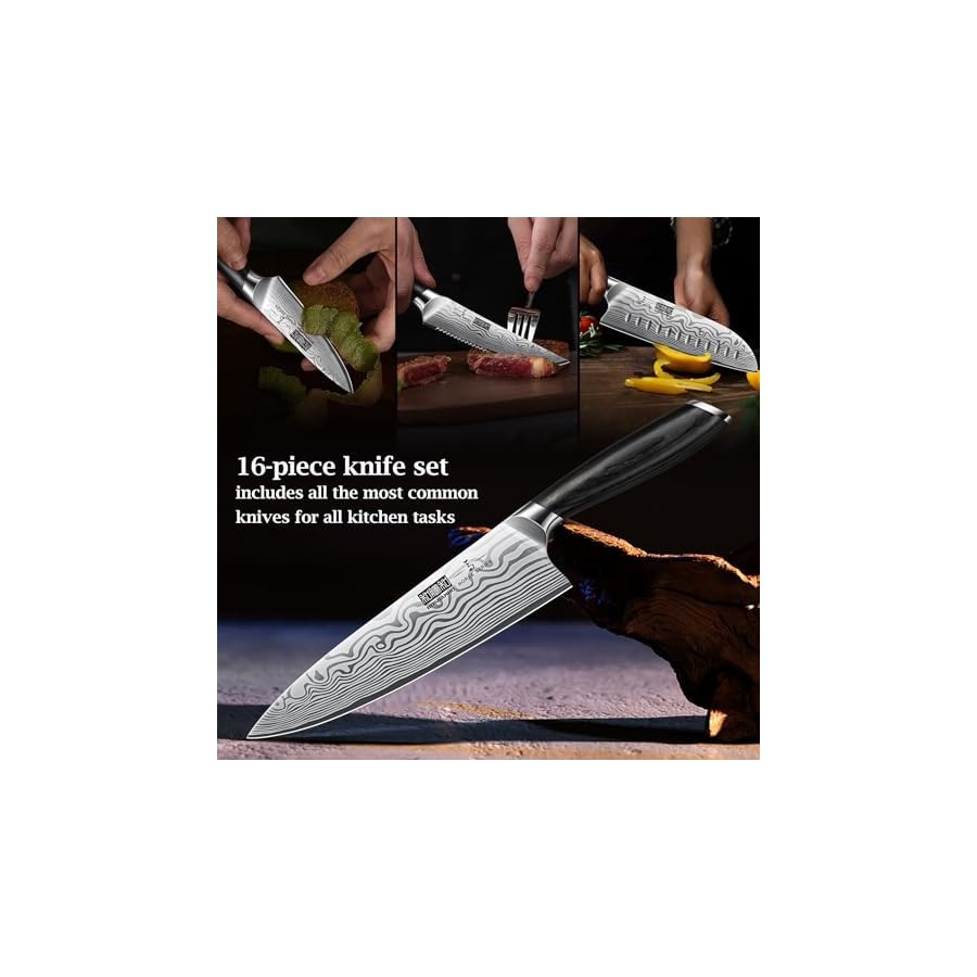 16-Piece-Knife-Set-with-Block-Ultra-Sharp-High-Carbon-Stainless-Steel-Knife-Block-Set-Chef-Knife-Set-Professional-Kitchen-Knives-Set-with-Sharpener-and-Pakkawood-Handle HOSHANHO 16-Piece Knife Set with Block, Ultra Sharp High Carbon Powder Steel Knife Block Set, Chef Knife Set Professional Kitchen Knives Set with Sharpener and Pakkawood Handle