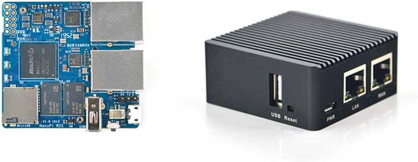 NanoPi R2S Mini Router with Dual-Gbps Ethernet Ports, 1GB DDR4, RK3328 Soc for IOT NAS Smart Home Gateway + CNC Metal Case
