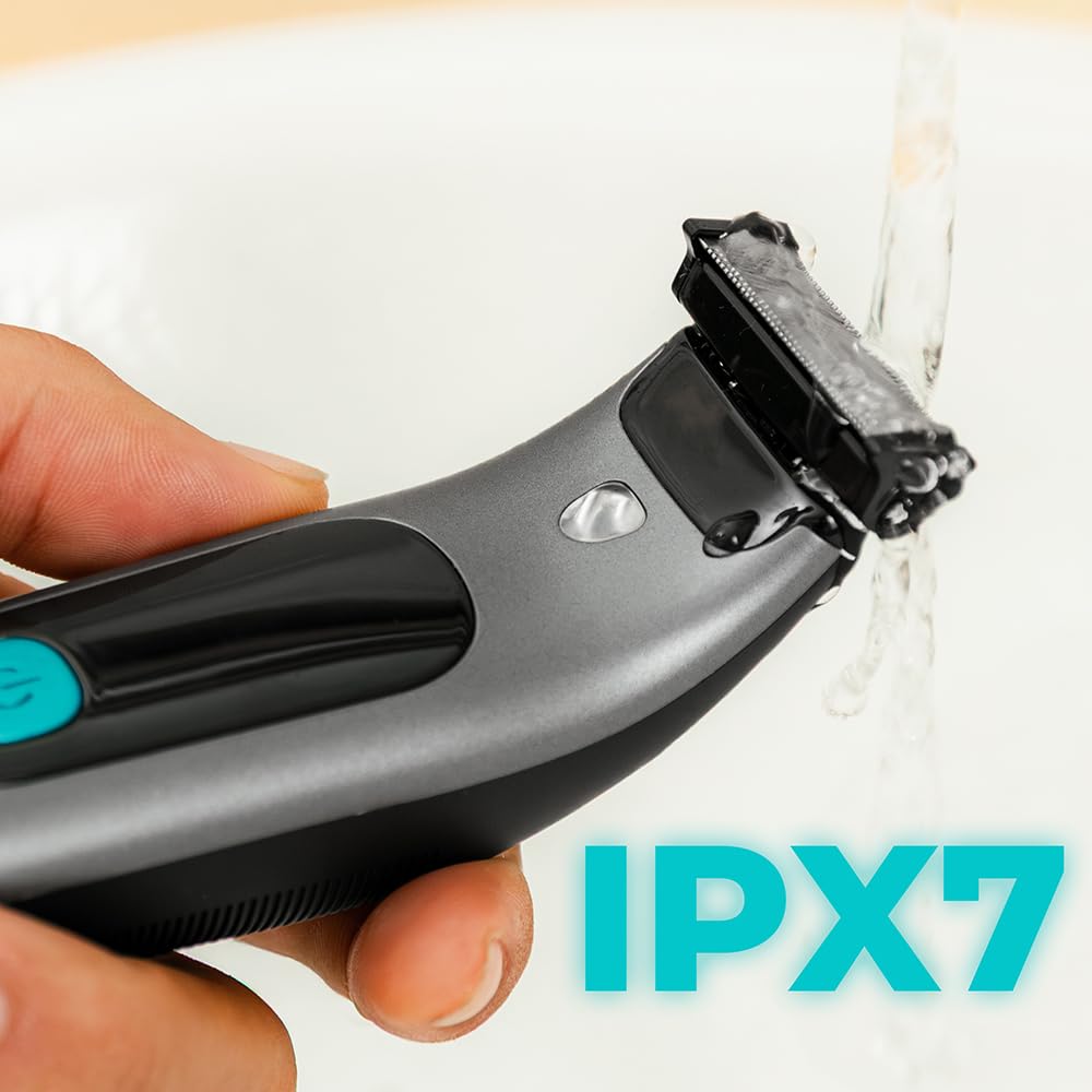 Cecotec Rasuradora Facial PrecisionCare OneShave Screen. Cuchillas de Acero Inoxidable, 3 Peines (1/3/5 mm), Base de Almacenamiento, Autonomía de 1,5h, Resistencia IPX7, Pantalla Inteligente