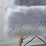 HEQUN Lammfell-Teppich Kunstfell Schaffell Imitat Wohnzimmer Teppiche Flauschig Gemütliches Schaffell Bettvorleger Sofa Matte (Grau, 75 x 120 cm)