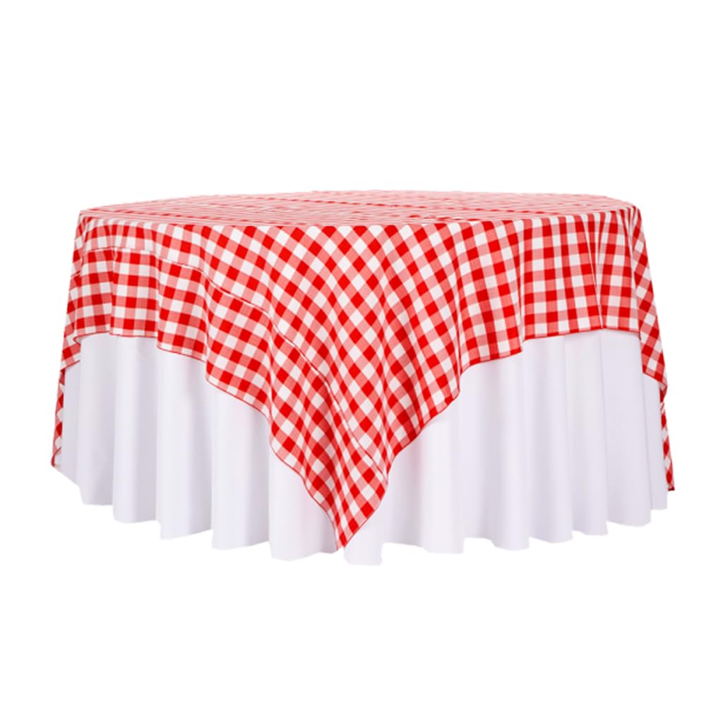 Venuscello® - Pack of 25 Red Gingham Paper Table Covers Square Tabletop Disposable Folded Cloth to Buffet Table & Birthday Party - 90cm x 90cm