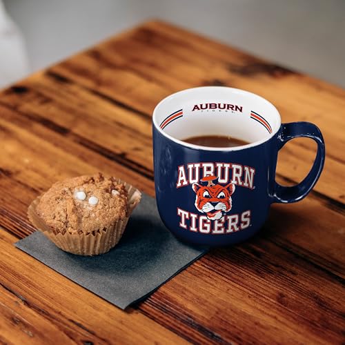 Image of Logo Brands NCAA Auburn Tigers 15 oz Stripe Coffee Mug - Vintage Team Logo, Inside Print & Stripes, Microwave & Dishwasher Safe- Great Gift For Fans & Alumni