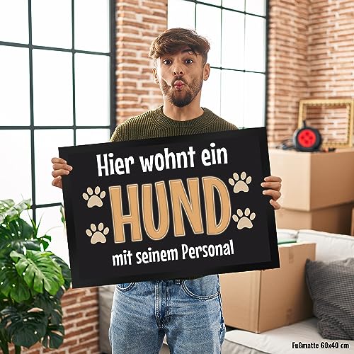 trendaffe - Fußmatte Hier wohnt EIN Hund mit seinem Personal