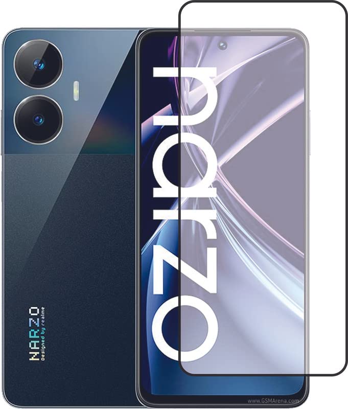 Image of Casodon Tempered Glass Screen Protector Guard for Realme Narzo N55 5G - Black
