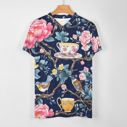 Camiseta deportiva para hombre con diseño de flores de café ropa transpirable de verano 3