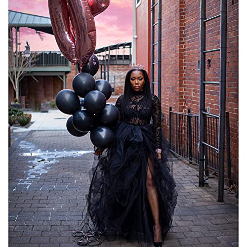 Lisong LISONGSONG-1993 Women Maxi Tulle Floor Length Layered High Waist Spectial Occasion Skirt S Black thumb #4