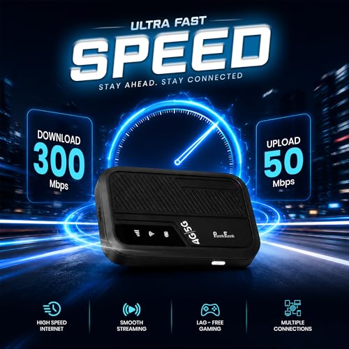 Image of PunnkFunnk 4G /5G LTE WiFi Dongle, SIM Card Slot with Up to 300Mbps WiFi Hotspot, Hotspot Device with All Sim Network Support, 3000Mah Battery, High-Speed Wireless Internet (Black)