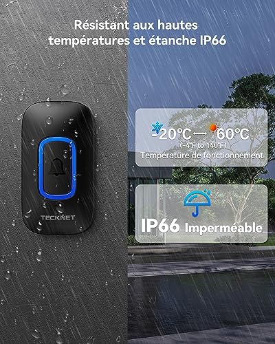 Sonnette sans fil intérieur extérieur étanche IP66 pour éviter les pannes de piles