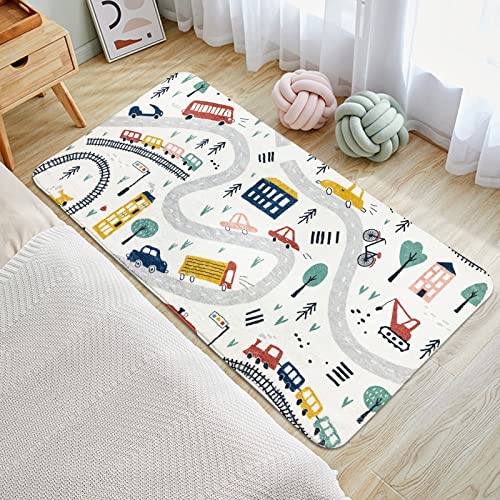 Abreeze Kids Runner Rug 5.3Ft,Town Road Area Rug Play Mat For Kids Non Skid Washable Traffic Throw Rugs Cute Cartoon Floor Carpet For Living Bedroom Study Nursery Dorm 2.7'X5.3' #TOP9