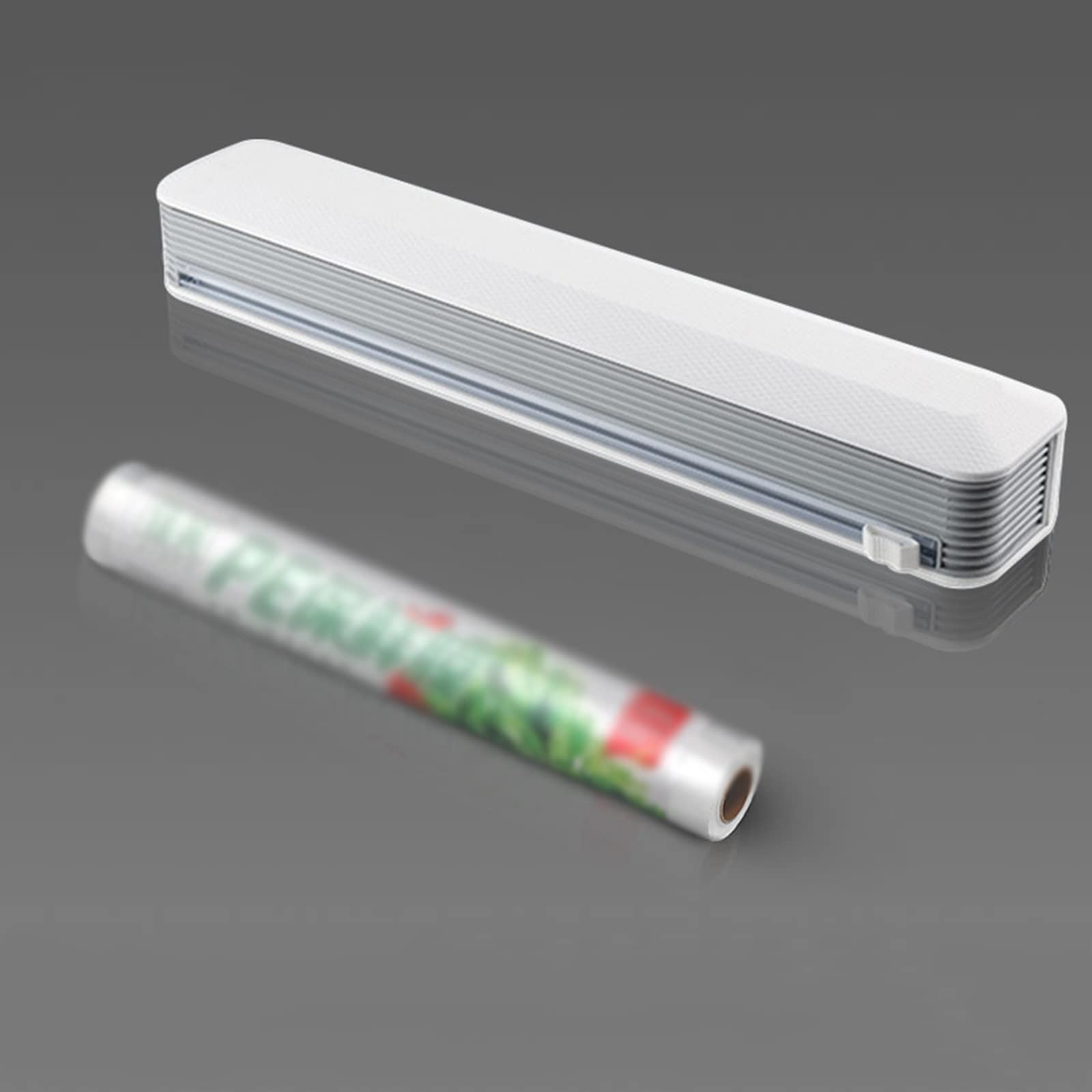 Dispensador de film transparente, dispensador de film transparente magnético recargable con cortador para envasar verduras y frutas en cocinas, supermercados, restaurantes (cortador + 1 film transpare
