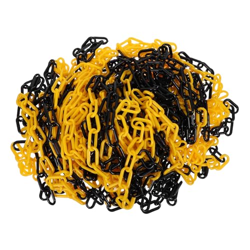 HOLIDYOYO Cadena de Barrera de Seguridad de Plástico 6 MM Amarilla y Negra, 25 Metros, Ligera y Portátil para Control de Multitudes, Estacionamientos, Obras y Señalización de Seguridad