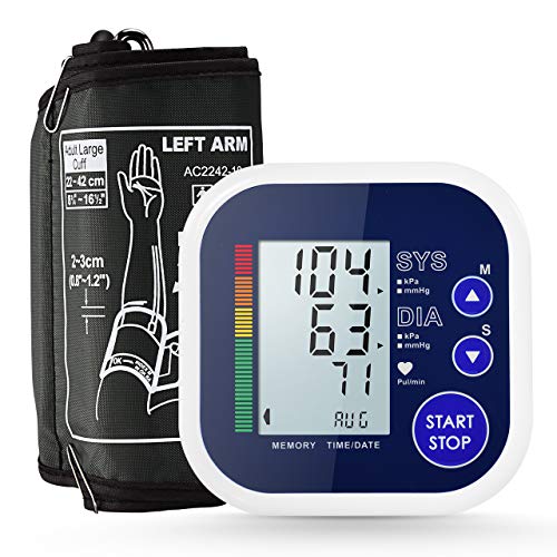 ATMOKO Blutdruckmessgerät, Oberarm Blutdruckmessgerät mit Arrhythmie-Erkennung und Pulsmessung