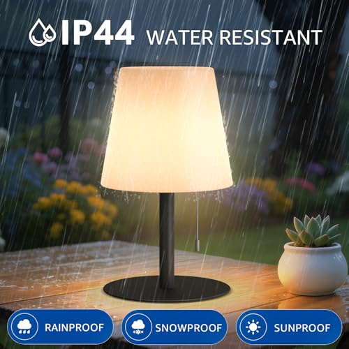 Image of uuffoo Shower Lamp Rechargeable Cordless Light Waterproof for Bathroom Spa | Portable Battery Operated Table Lamp RGB Mood Lighting LED Night Light for Patio kitchen Camping (2PCS Black)