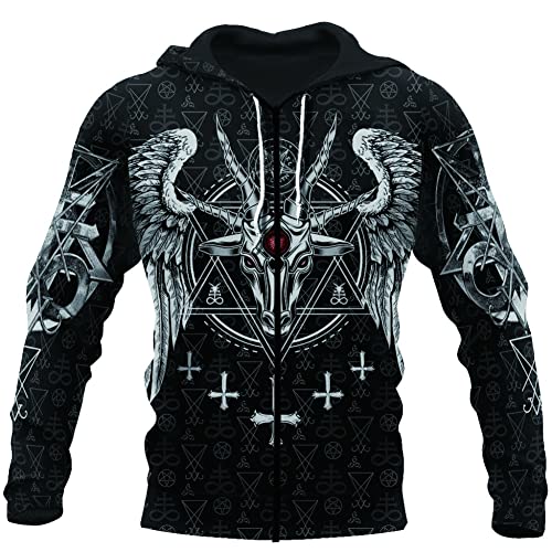 Veste décontractée à glissière avec impression 3D totem viking