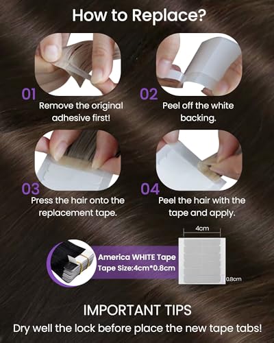 Image of LaaVoo Tape in Extensions Darkest Brown Hair Extensions Tape in Real Human Hair Tape on Hair Extension Human Hair Seamless Brown 18inch 40pcs 80g