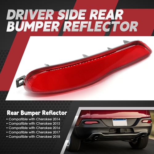 Image of Nakkaa Left Rear Bumper Reflector 68105145AC Compatible with Cherokee 2014 2015 2016 2017 2018 Driver Side