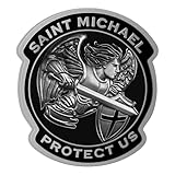 Saint Michael Archangel Car Emblem – Tactical 3D Zinc Alloy Badge with Black or Blue Enamel and 3M Adhesive – San Miguel Arcangel Faith Emblem for Car, Truck, Toolbox (Black)