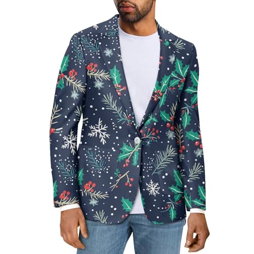 Blazer Men Lightweight Men's Suit Jacket for Christmas Party Banquet Regular Fit Mens Sport Coats with Pockets