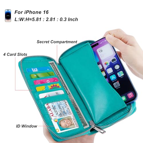 Image of Cellphone Wallet for Women Dual Zipper Long Purse with Removable Wristlet