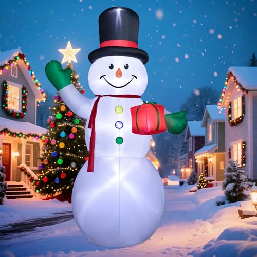 14FT/427cm aufblasbare Weihnachtsdeko Schneemann mit rotierenden LED...
