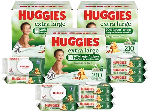 Image of Huggies Extra Large Baby Wipes, Unscented, 15 Flip-Top Packs, 630 XL Wipes Total, Packaging May Vary (Pack of 3)