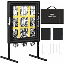 Utheer Pitching Net with Strike Zone 9 Hole Baseball Pitching Net Adjustable Height Baseball Target for Throwing, Training EquipmentNet for Practice, Softball Target Nets for Batting