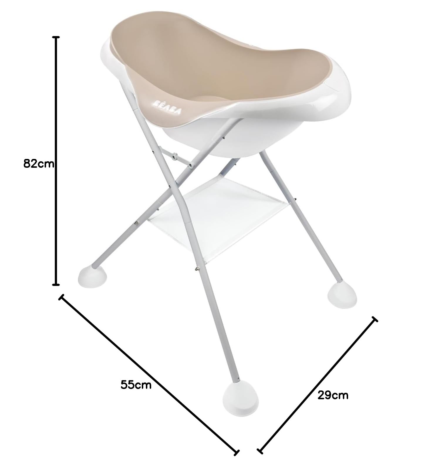 BÉABA, Bañera para Bebé, Antideslizante y Confort, Made in France, Material Suave y Flexible, Multifunción, Ergonómica, Tapón de Desagüe, Camélé'O, Terreno Argilloso