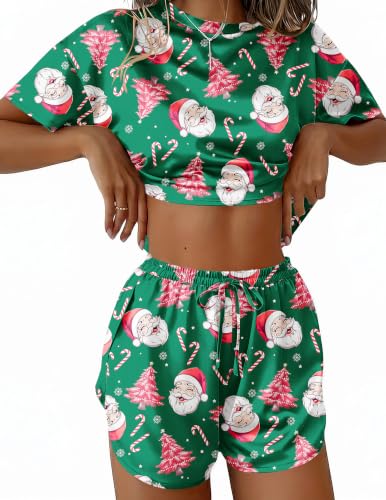Ekouaer Split Short Silk Pajamas for Women Cute Short Sleeve Pj Set 2 Piece - image 1