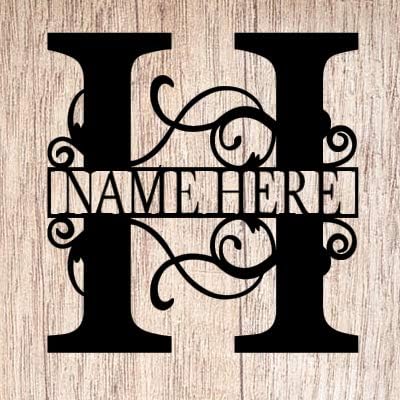 Split Letter Monogram | AJD Designs | Personalized Last Name Door Hanger | 20" Metal Monogram Door Hanger | Initial Wreath | Last Name Wall Decor | Metal Wall Decor - Gift