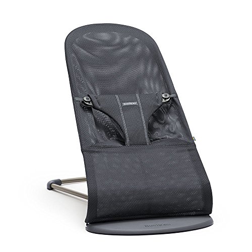Image of BabyBjörn Bouncer Bliss, Anthracite, Mesh | 2-in-1 Adjustable Baby Bouncer Seat and Toddler Chair, Newborn to Toddler (8-29 lbs), 4 positions, Lightweight & Portable