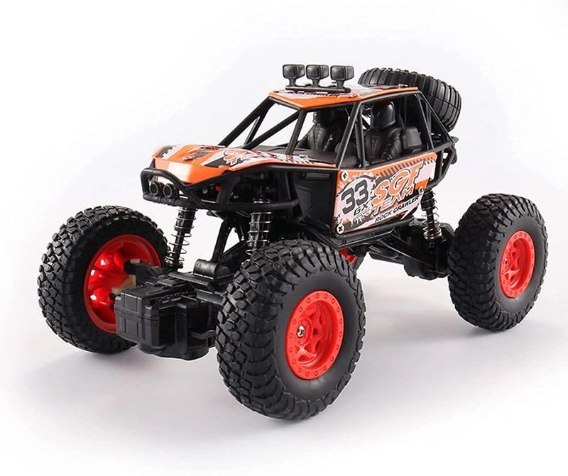 Rock Crawler Remote Control 4 Wheel Drive Rechargeable Plastic RC Car for Boys Rock Climber High Speed Monster Racing Car for Kids - Orange(Pack of 1)