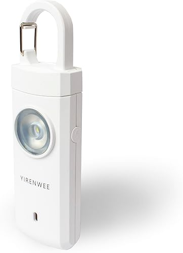 Llavero de alarma personal de 130 db, con funciones estroboscópicas y linterna en uno, adecuado para mujeres y niños y ancianos (blanco)