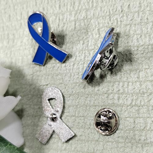 50Pcs Blue Ribbon Pins Blue Awareness Pin Brooch for Prostate Cancer,Colon Cancer,Thyroid Disease,Marine Environmental Protection Awareness3
