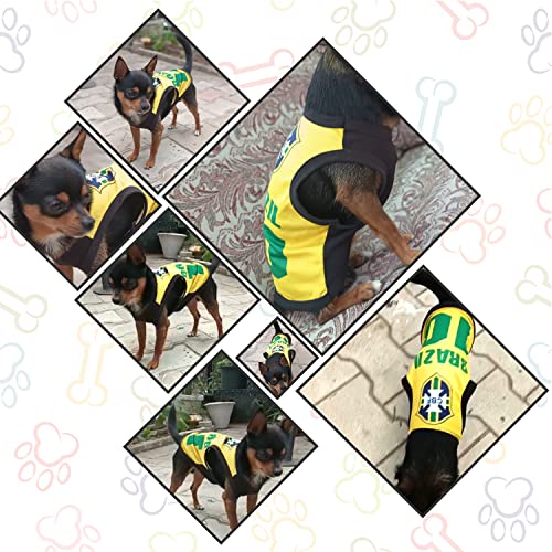 Image of Lulala Dog Shirts Brazil 10 Printed Clothes with Summer Pet T Shirts Cool Puppy Shirts Breathable Dog Outfit Soft Dog Sweatshirt for Pet Dogs Cats (Yellow, 12 INCH)