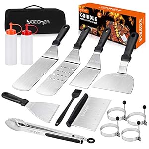 Beichen Griddle Accessories Kit, 14 Pcs Stainless Steel Griddle Grill Tools Set Blackstone and Camp Chef, Professional Grill Spatula Set for Men Women Outdoor BBQ and Camping