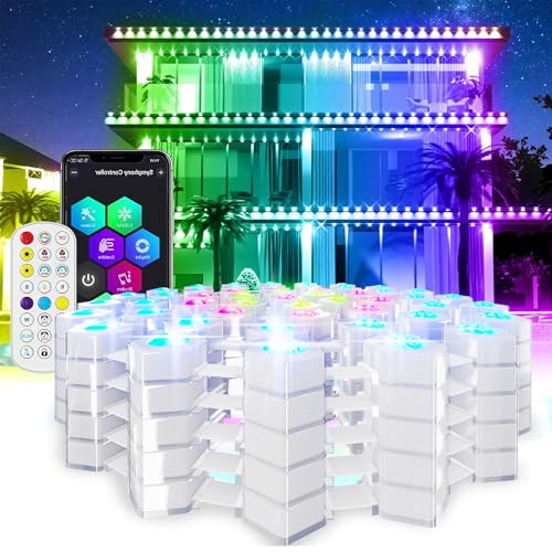 ASLONG Permanent Outdoor Lights with App & Remote, 100ft Smart Eaves Lights with RGBW LEDs, Endless Light Colors, Daily and Accent Lighting, IP67 Waterproof for Halloween, Christmas, Holiday, Party
