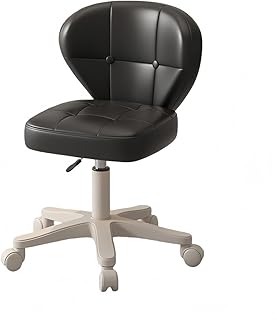 JORERAORMES机と椅子学習椅子360°回転背もたれ付き昇降式防汚PU革会議/美容院/スパ/キッチン用マルチカラーが選べます (ブラック座面+ホワイト静音キャスター)