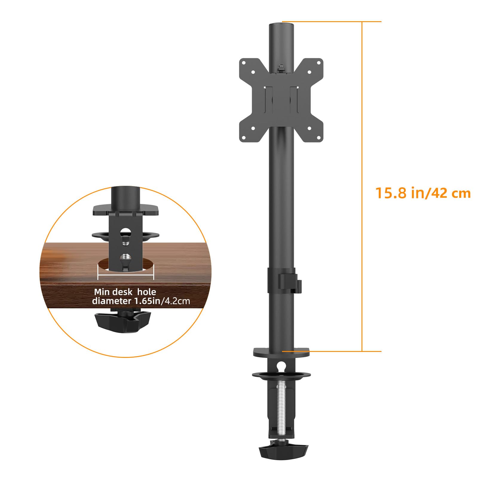Pholiten Support de Moniteur 13-32" 10 kg VESA 75x100 mm Réglable Inclinable Pivotant