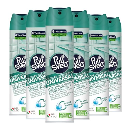 PULISVELT | Pulitore Sgrassatore Universale, Adatto a Tutte le Superfici Dure della Casa, 6 x 300 ml