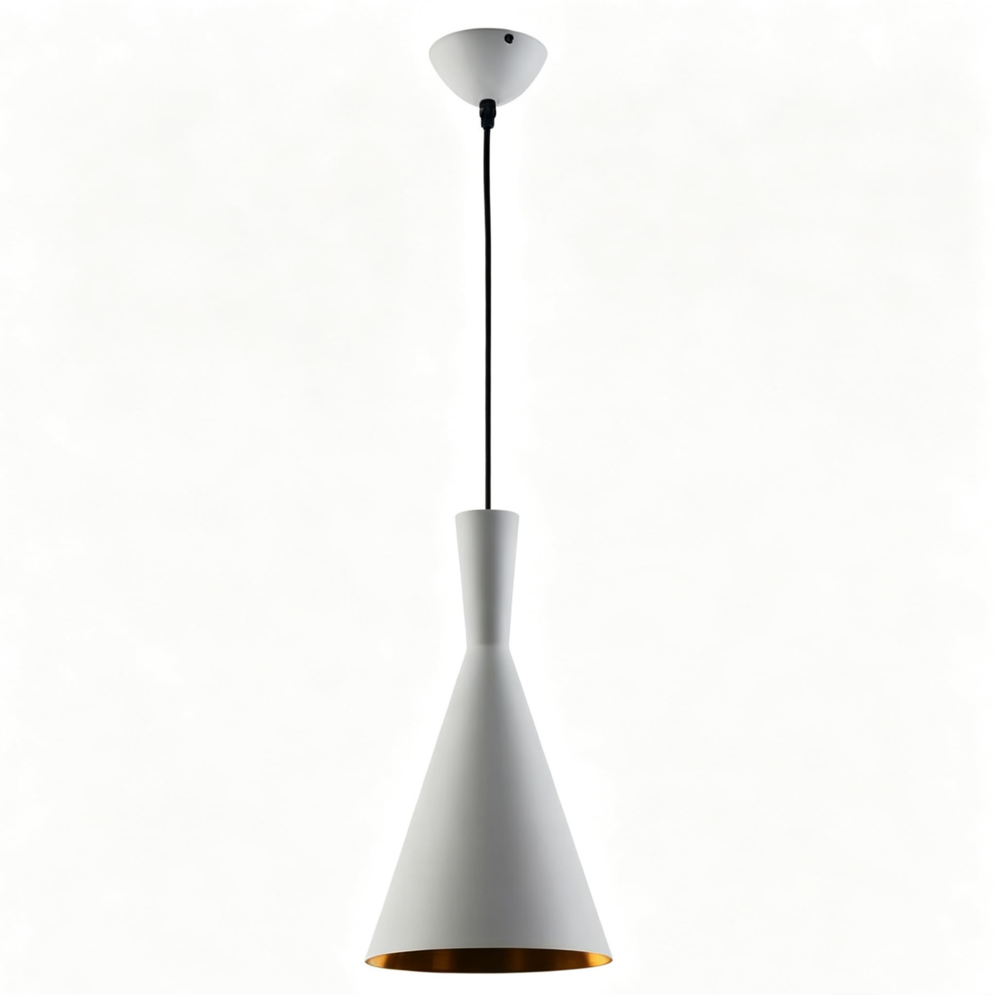 BARCELONA LED Solvang Pendelleuchte Grau E27 | Mattes Aluminium, goldener Innenreflektor, höhenverstellbares 130 cm Kabel, skandinavischer Stil für Wohn- und Geschäftsräume
