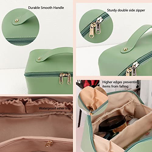 Large Capacity Cosmetic Bag, Travel Cosmetic Storage Bag with Handle, Portable Zipper Cosmetic Bag Toiletry Bag Makeup Bag Large with Compartments for Women Girls3