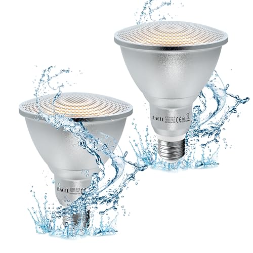 EACLL IP65 Bombillas LED PAR30 E27 Blanco Cálido 15W Equivalente 120W Halógena, Pack de 2, Focos Sin Parpadeo AC 230V, 2700K 1600 Lúmenes 60 ° Spotlight, Lámpara Reflectora No Regulable